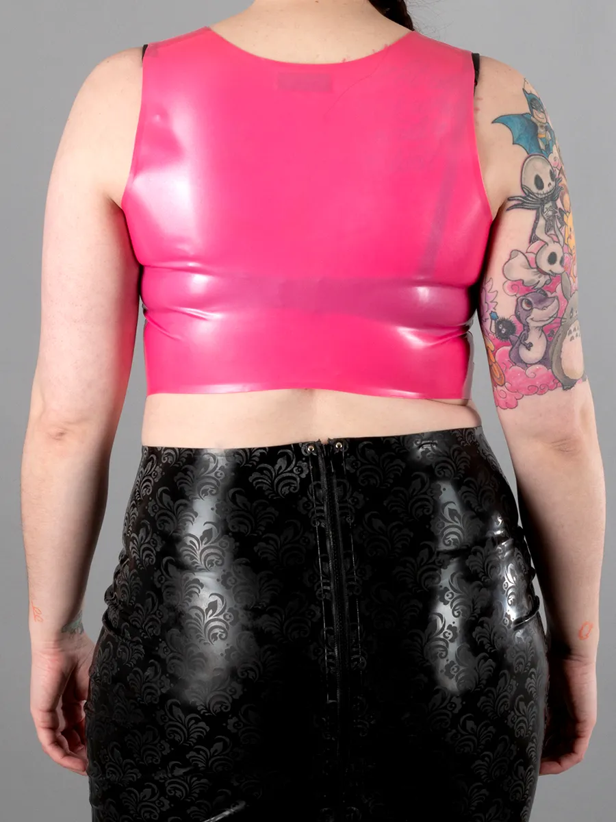 Front Zip Latex Crop Top