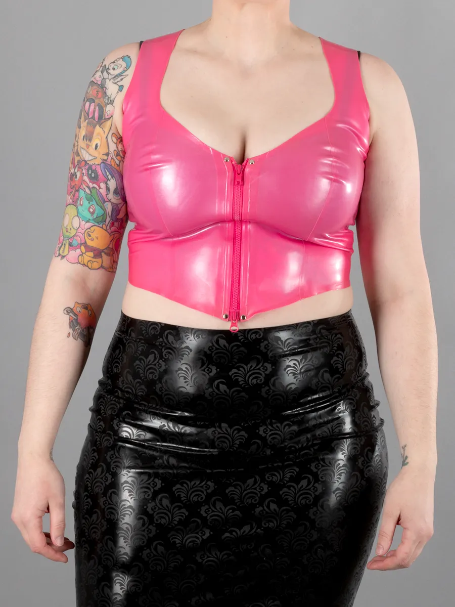 Front Zip Latex Crop Top