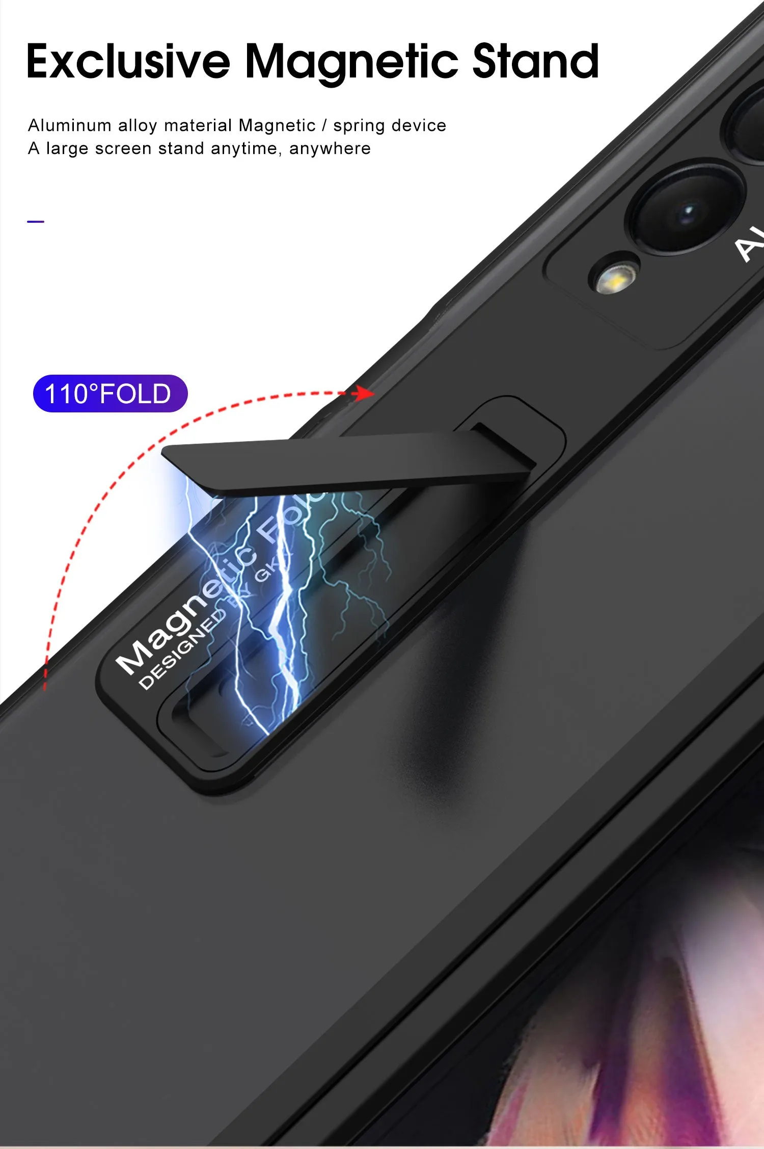 Frosted Translucent Case For Samsung Galaxy Z Fold 3 5G Magnetic Holder TPU Frame Hard Back Cover For Galaxy Z Fold3 5G Case