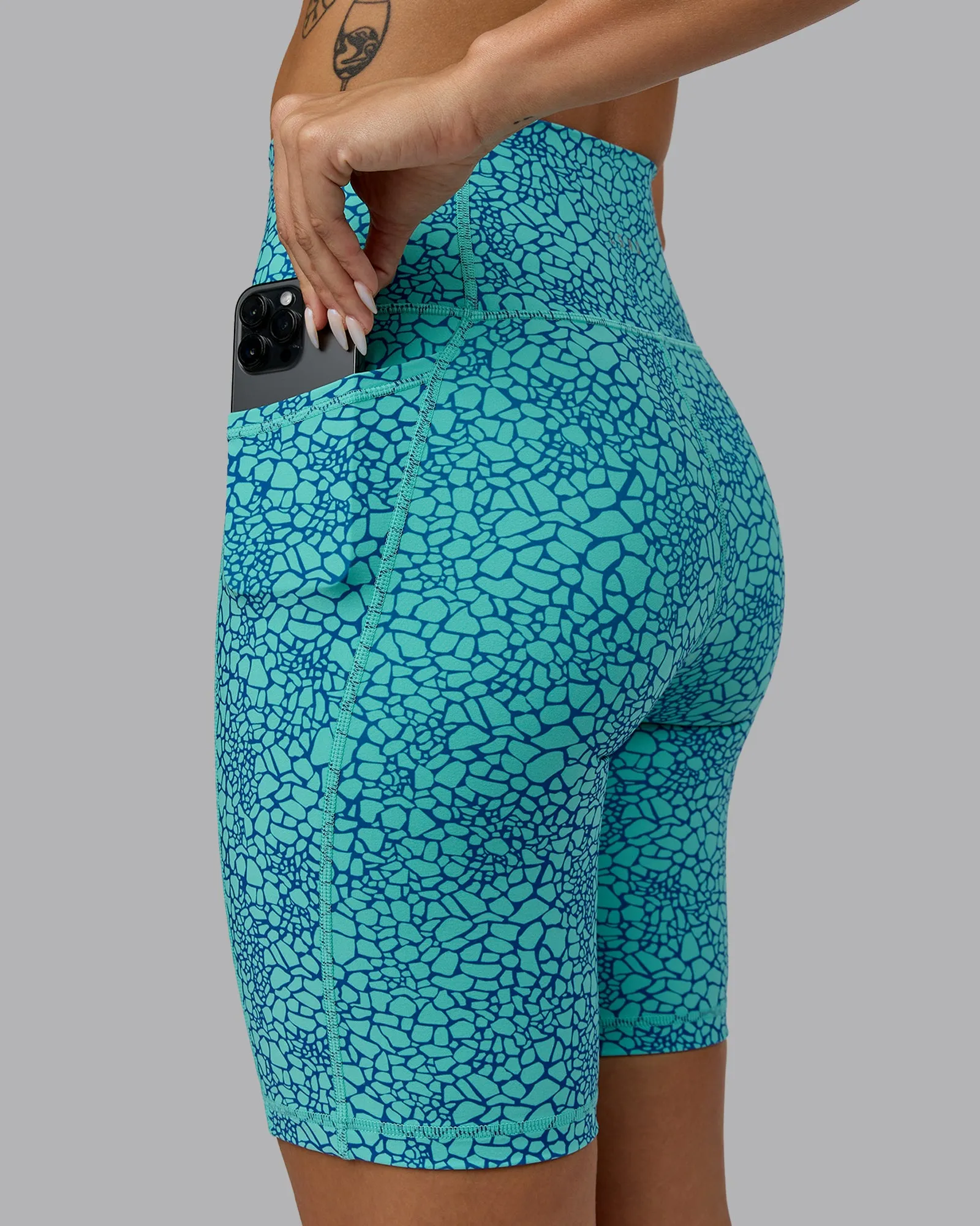 Fusion Bike Shorts with Pockets - Aquatic Awe Vitality Print
