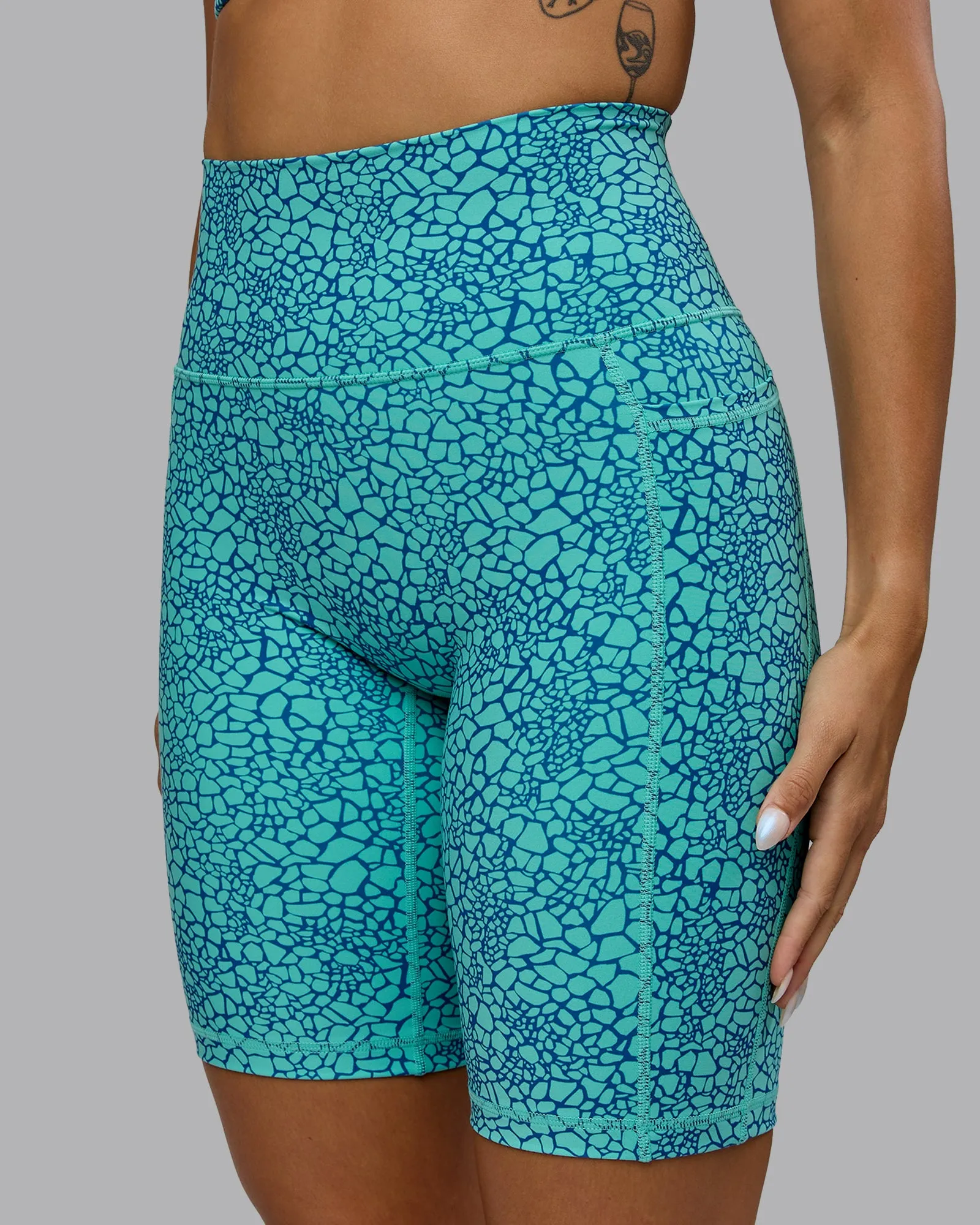 Fusion Bike Shorts with Pockets - Aquatic Awe Vitality Print