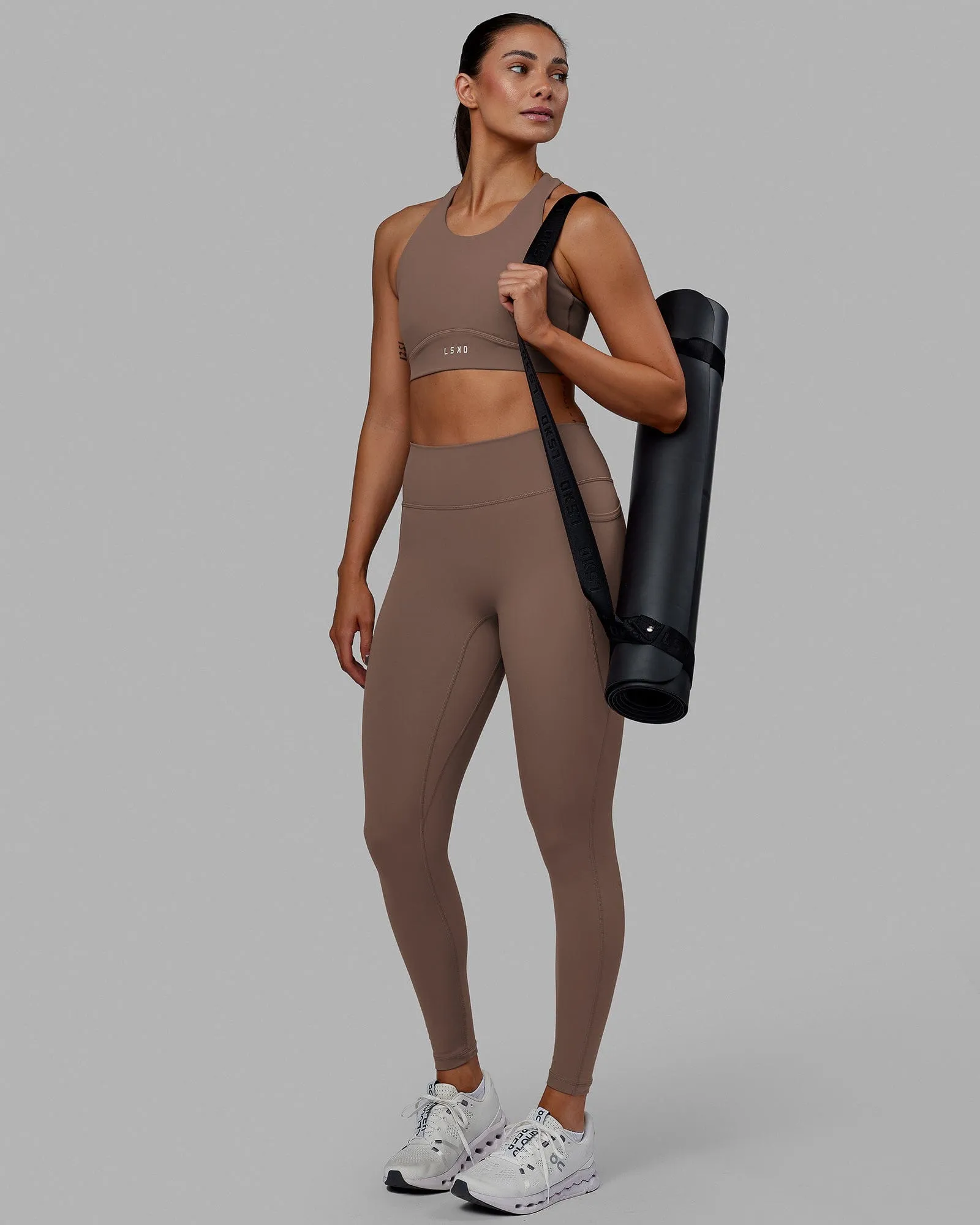 Fusion Full Length Tights with Pockets - Deep Taupe