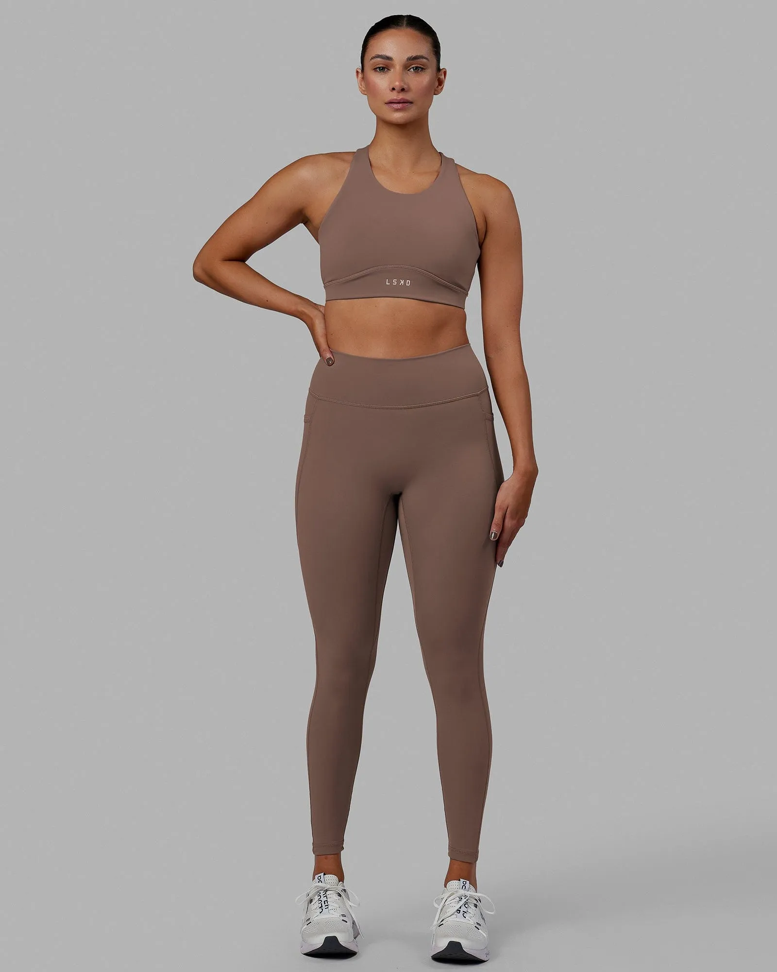Fusion Full Length Tights with Pockets - Deep Taupe