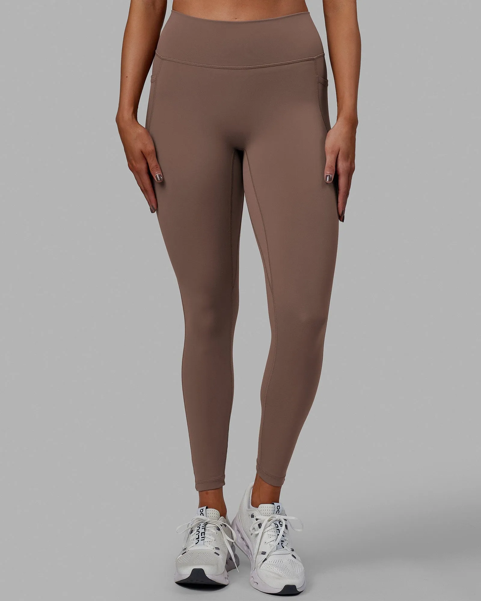 Fusion Full Length Tights with Pockets - Deep Taupe