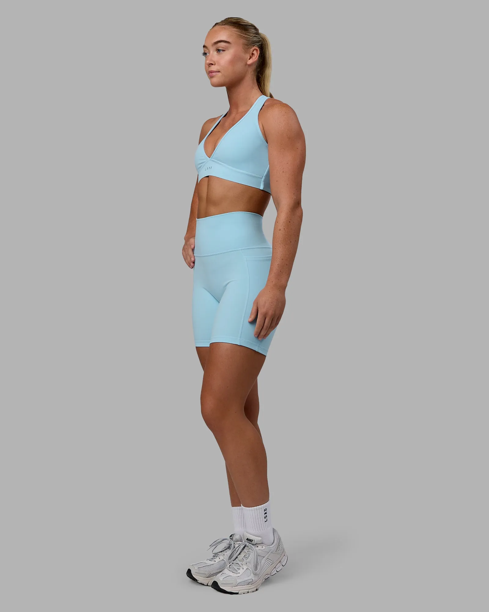 Fusion Mid Short Tights with Pockets - Glacial Blue