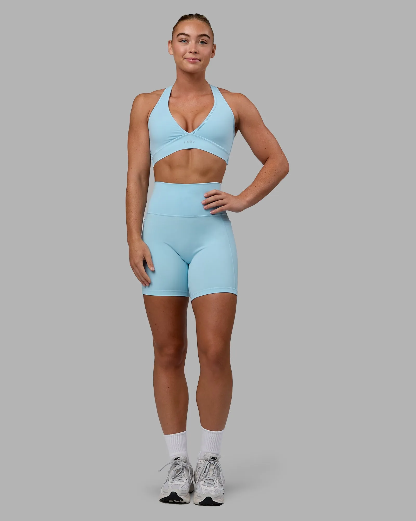 Fusion Mid Short Tights with Pockets - Glacial Blue
