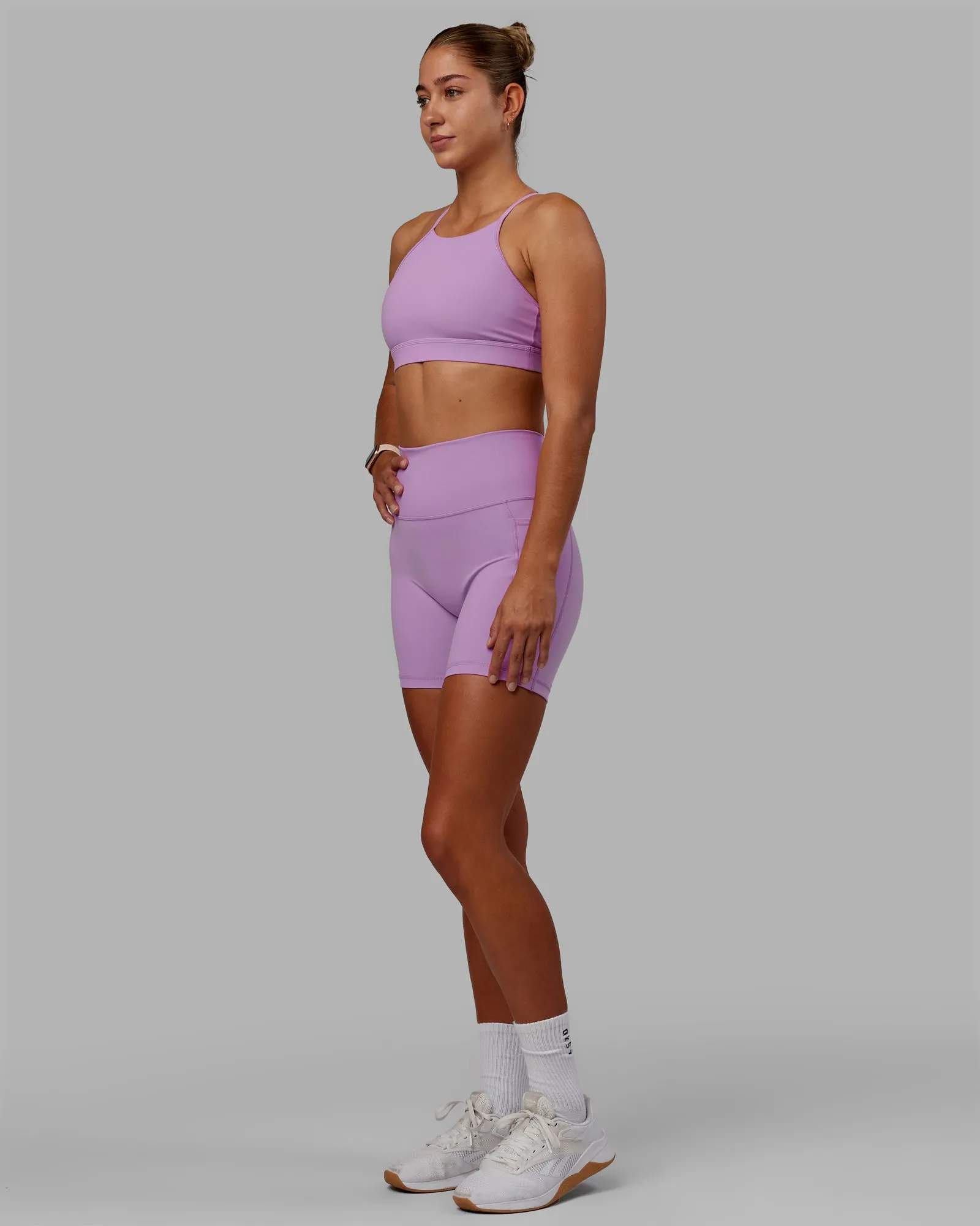Fusion Mid Short Tights with Pockets - Light Violet