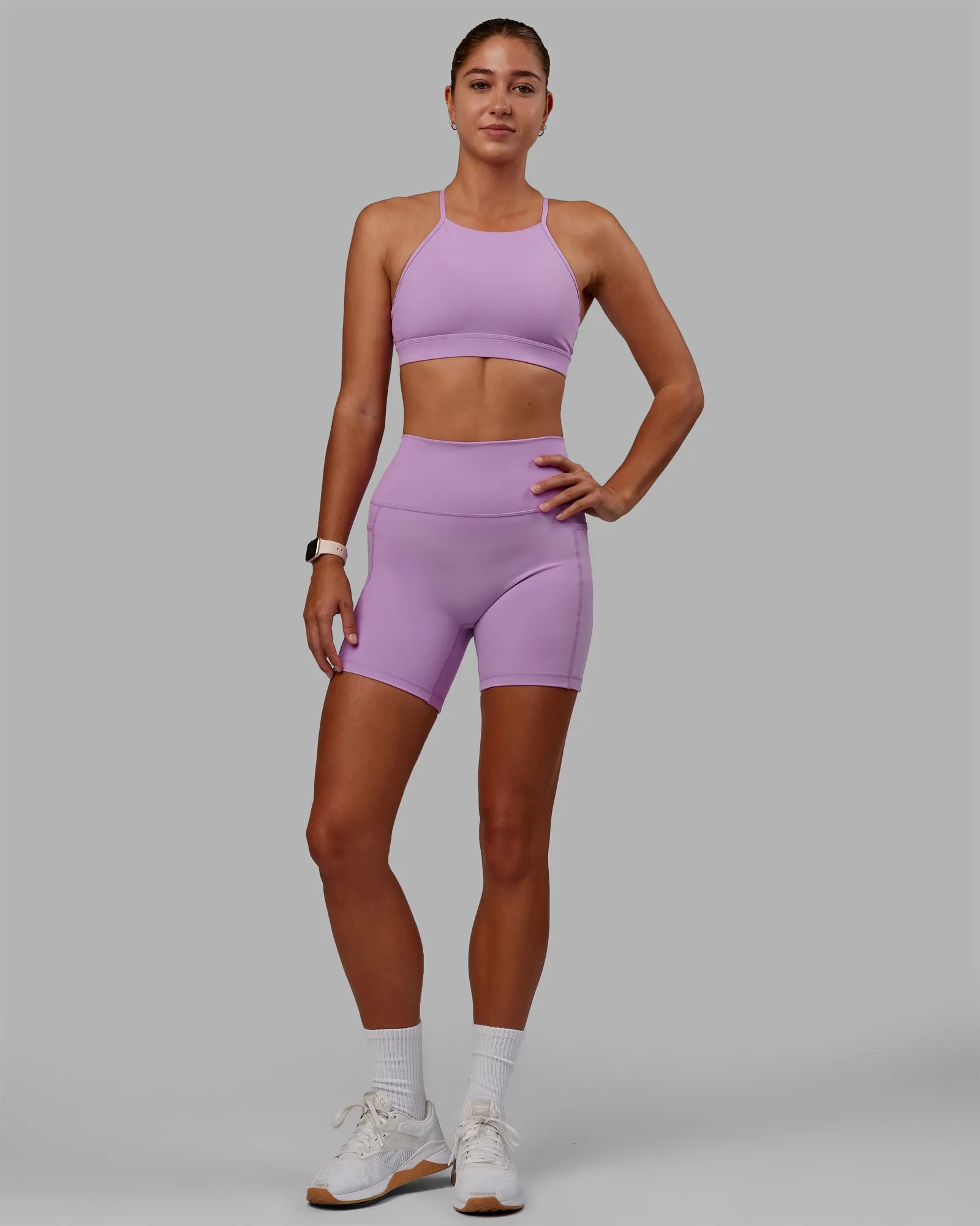 Fusion Mid Short Tights with Pockets - Light Violet