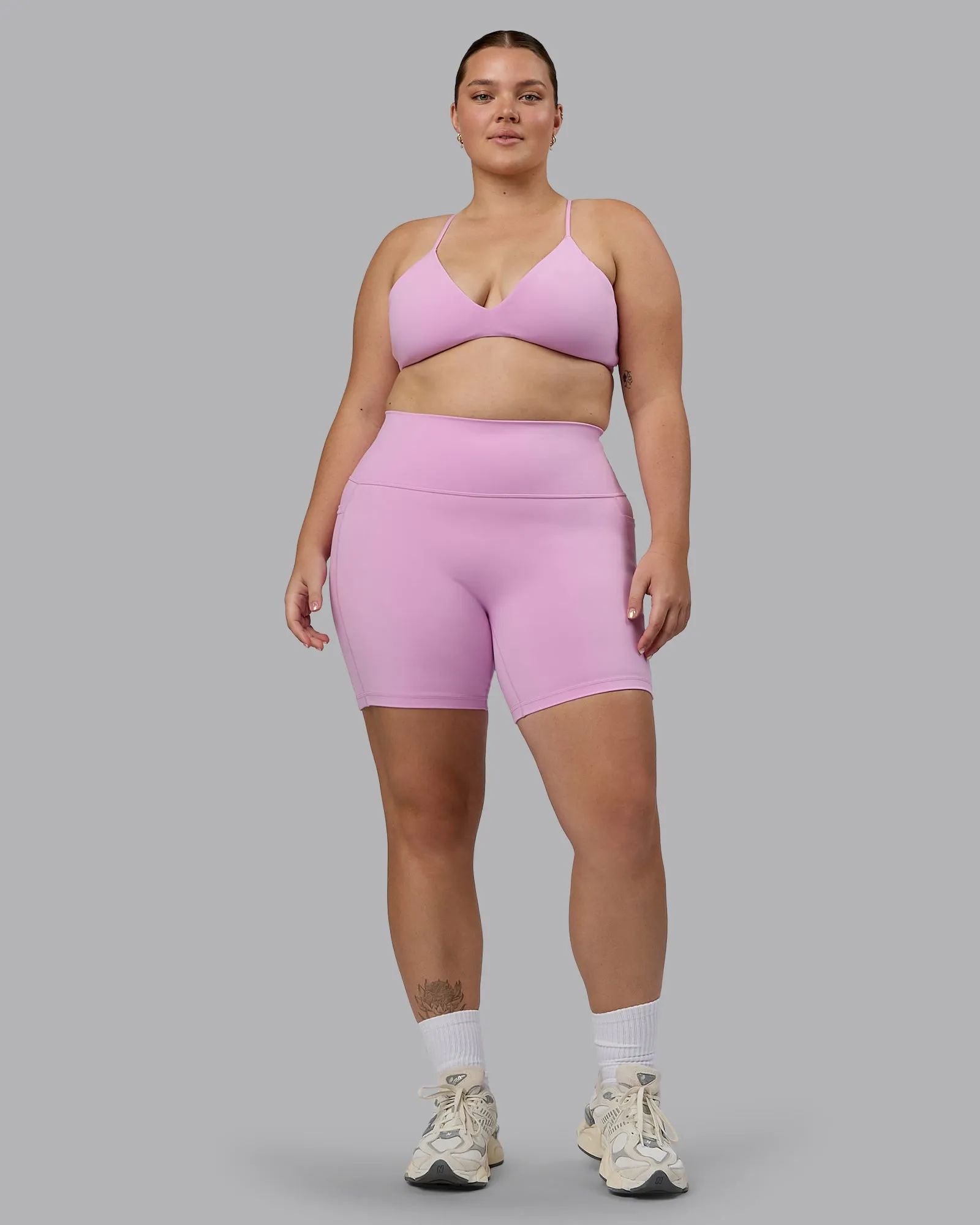 Fusion Mid Short Tights with Pockets - Pastel Orchid
