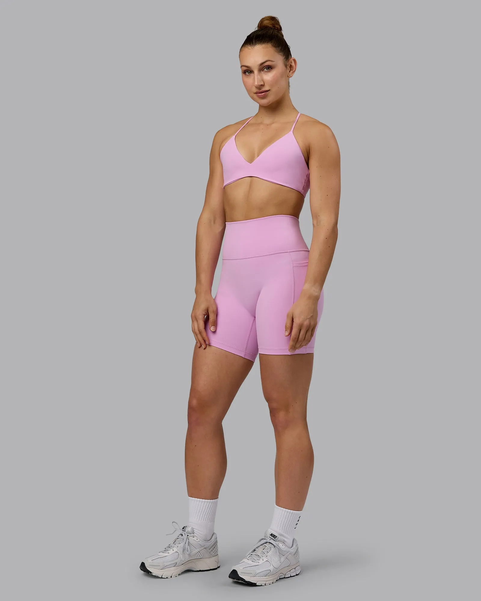 Fusion Mid Short Tights with Pockets - Pastel Orchid