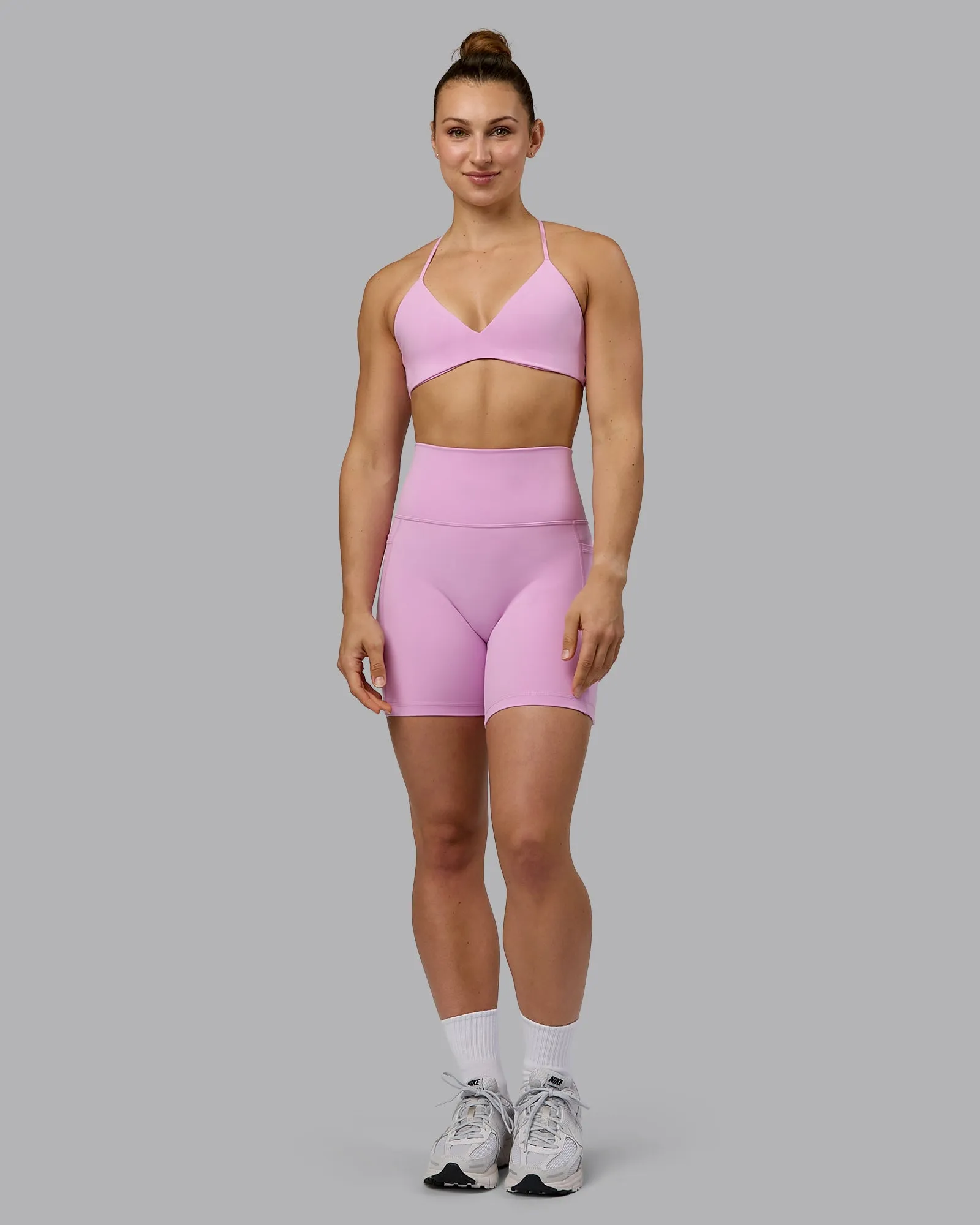 Fusion Mid Short Tights with Pockets - Pastel Orchid