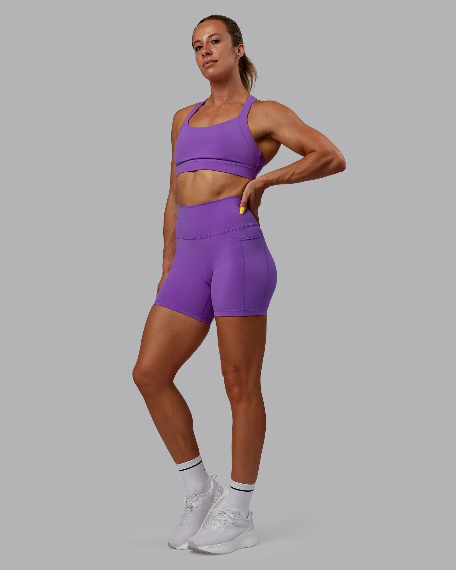 Fusion Mid Short Tights with Pockets - Purple Swirl