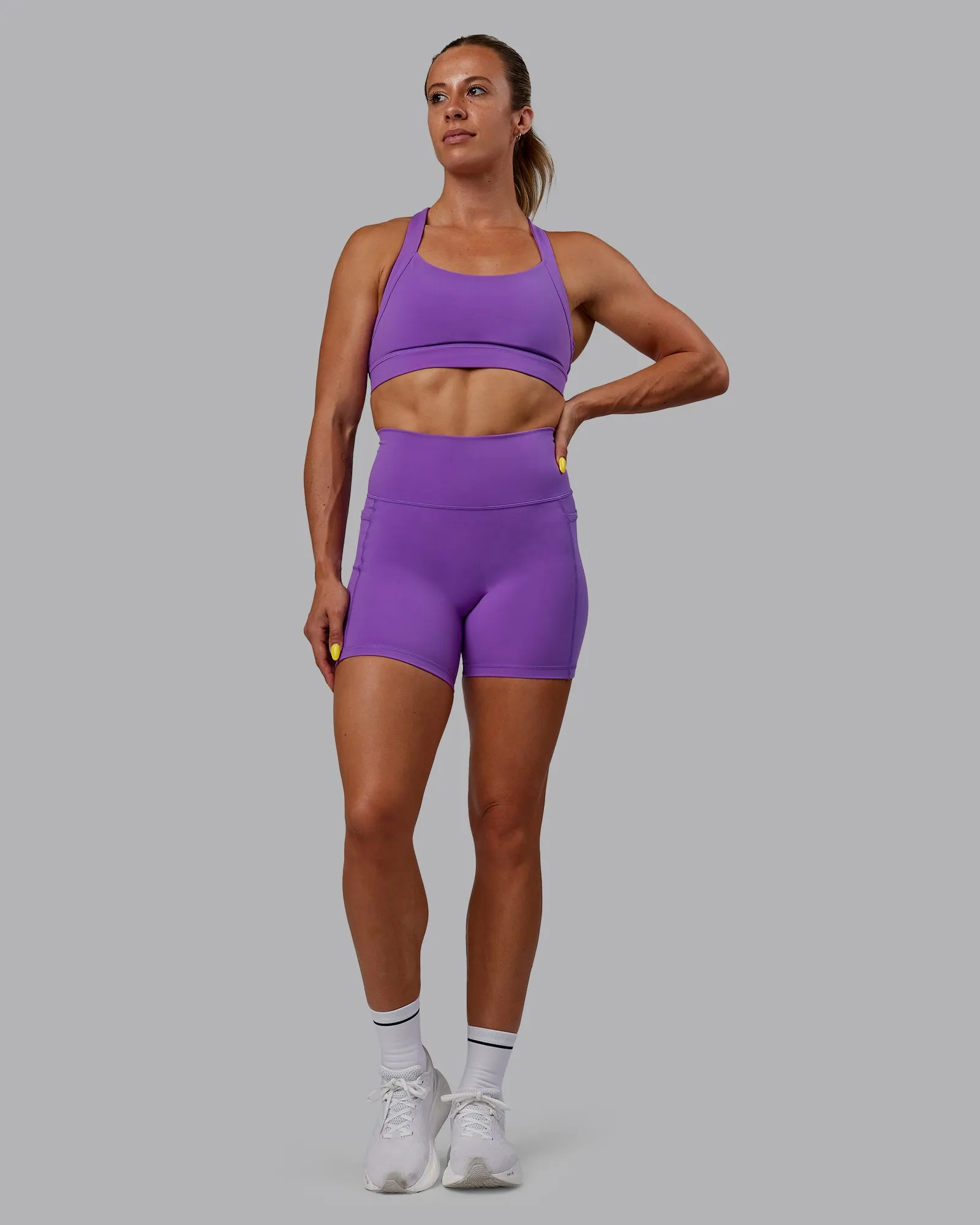 Fusion Mid Short Tights with Pockets - Purple Swirl