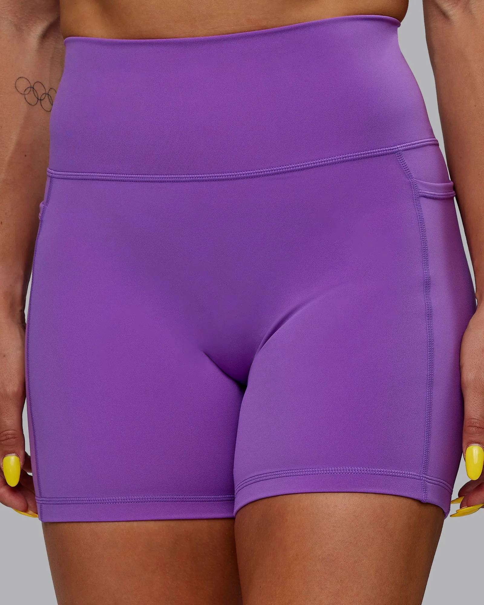 Fusion Mid Short Tights with Pockets - Purple Swirl