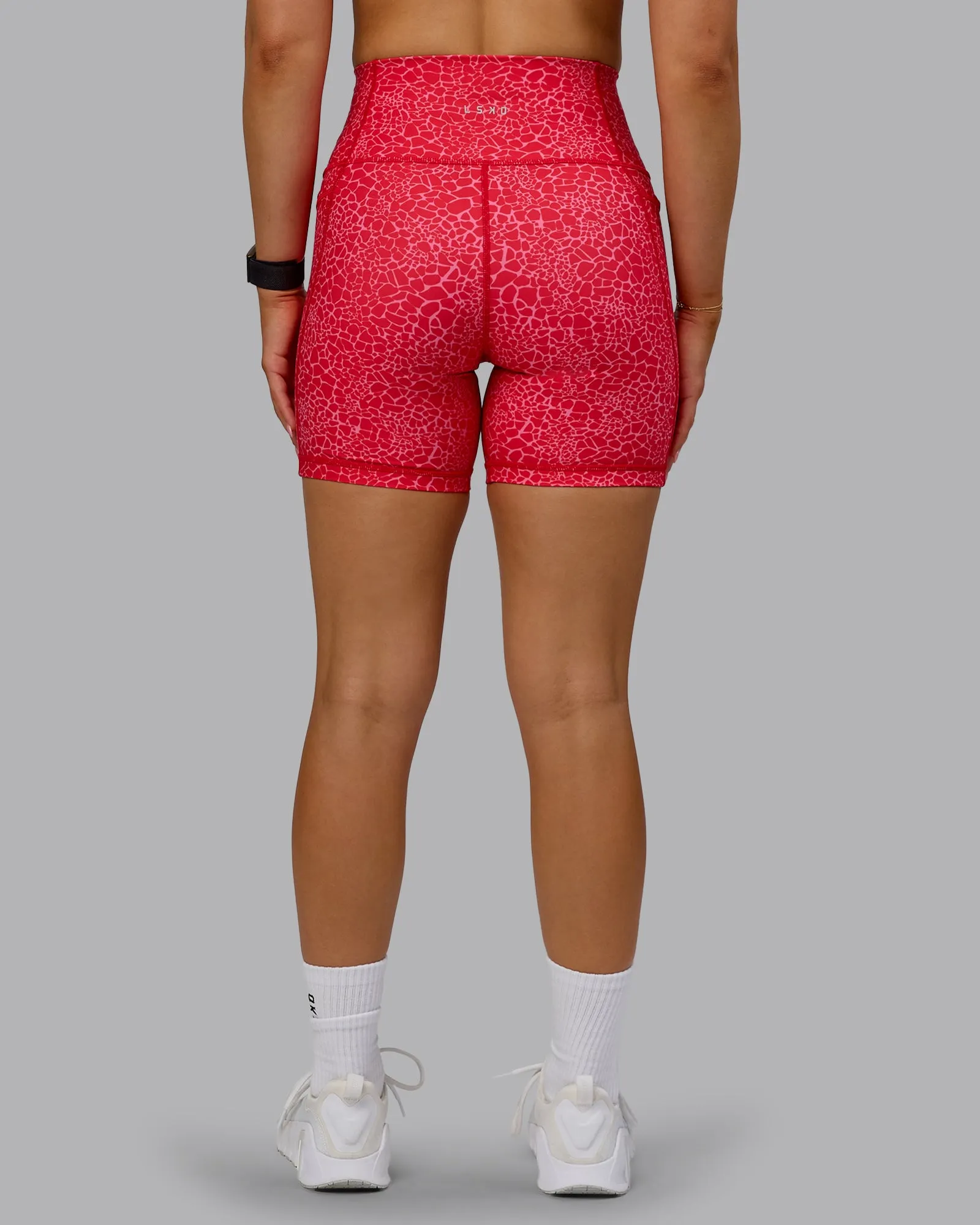 Fusion Mid Short Tights with Pockets - Red Vitality Print