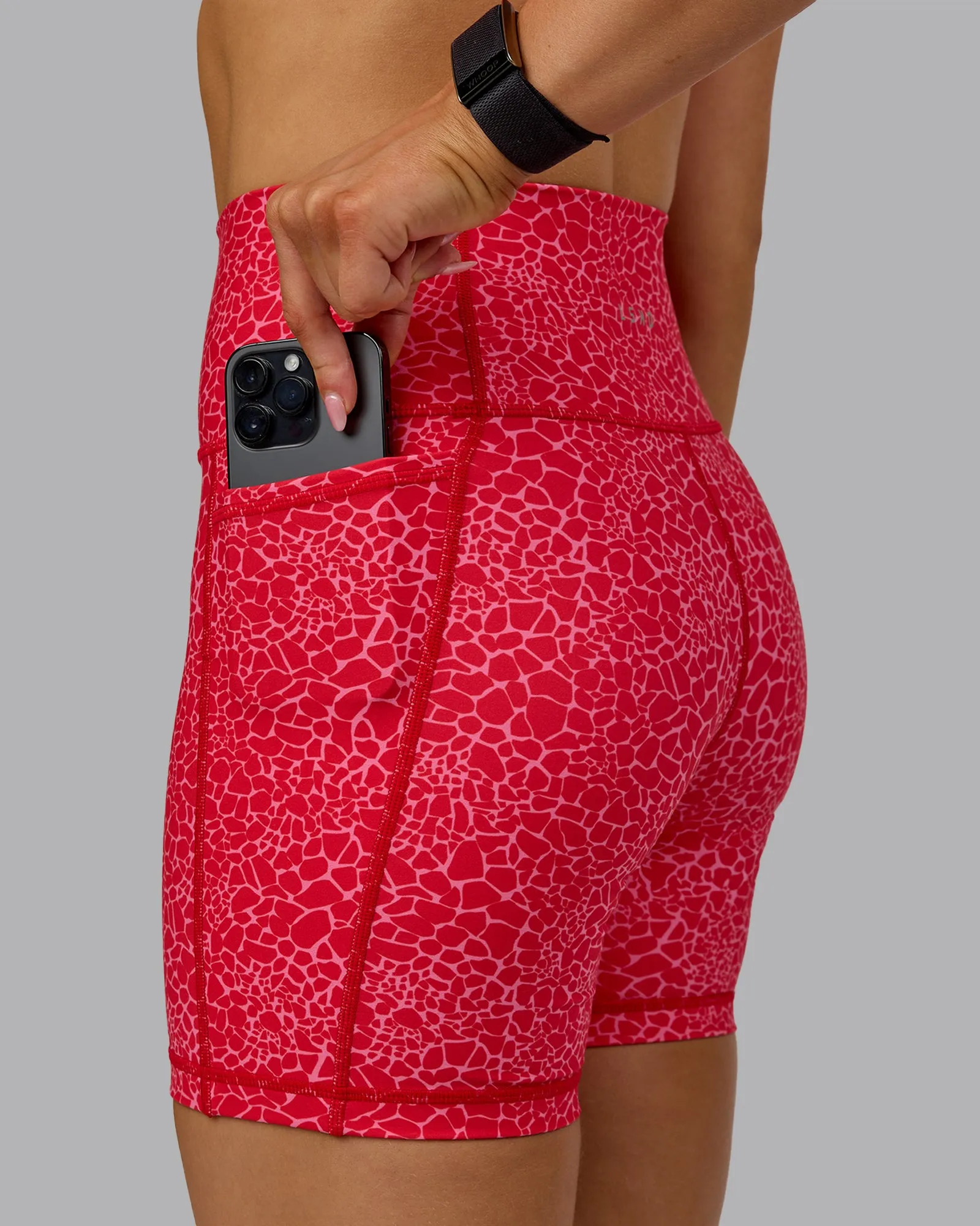 Fusion Mid Short Tights with Pockets - Red Vitality Print