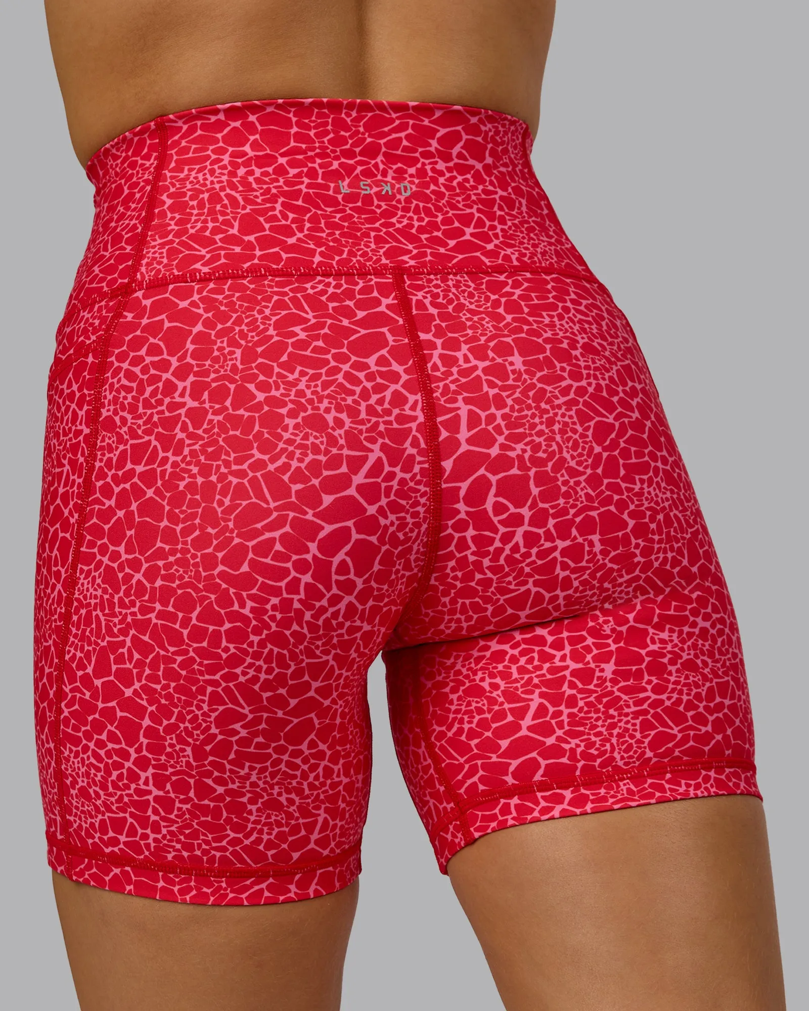 Fusion Mid Short Tights with Pockets - Red Vitality Print