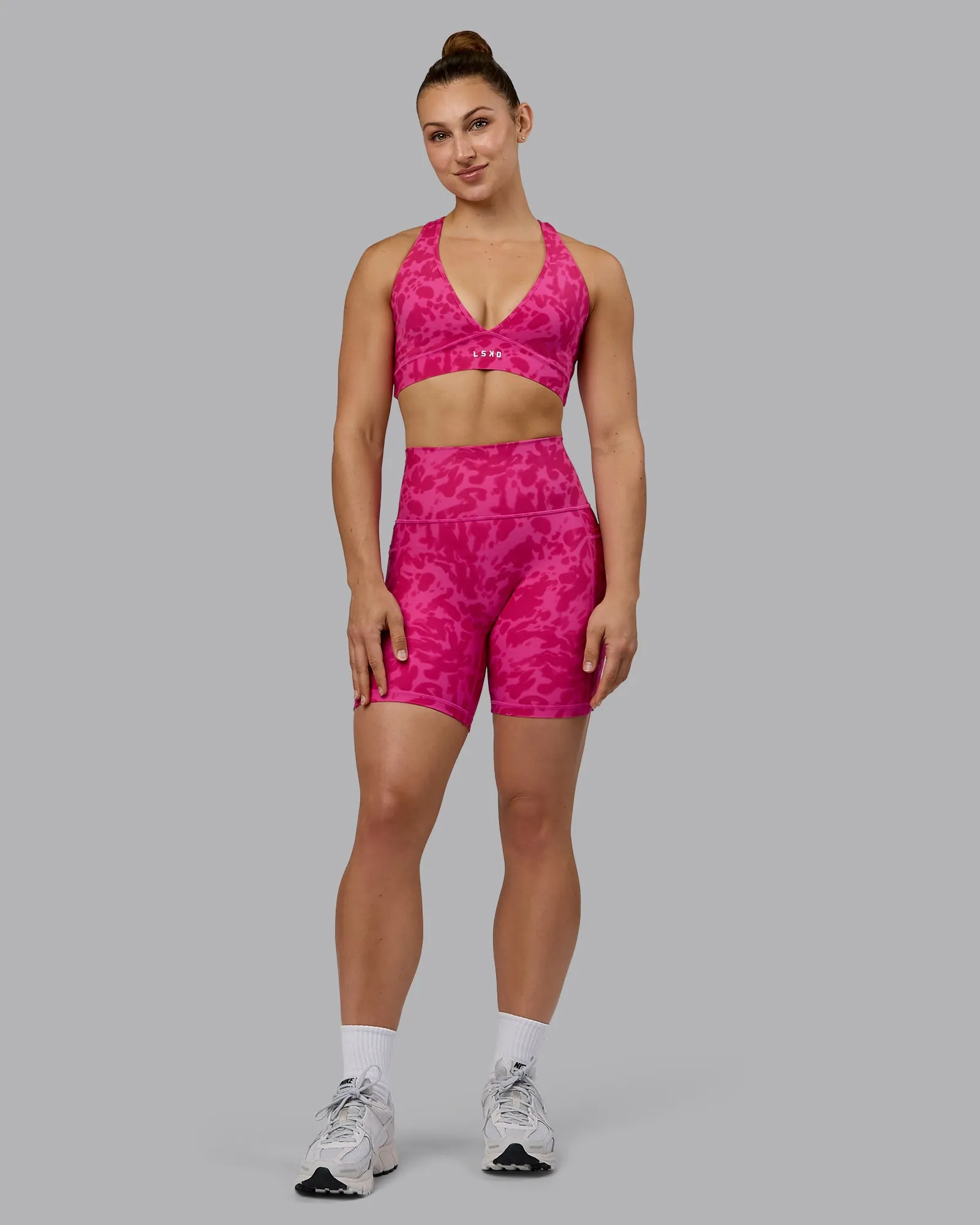 Fusion Mid Short Tights with Pockets - Strawberry-Lava Lamp