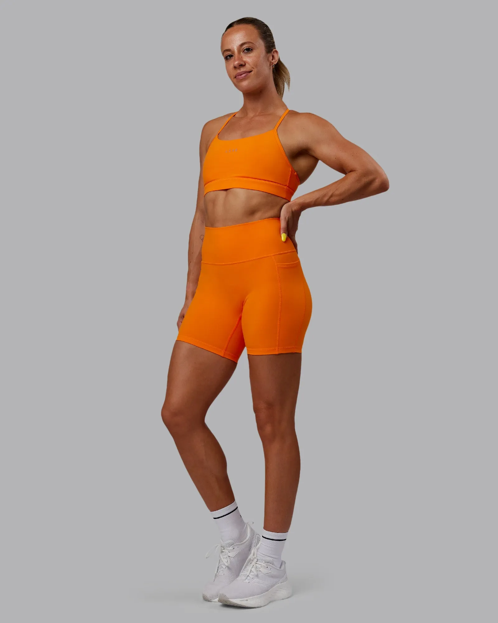 Fusion Mid Short Tights with Pockets - Vibrant Orange