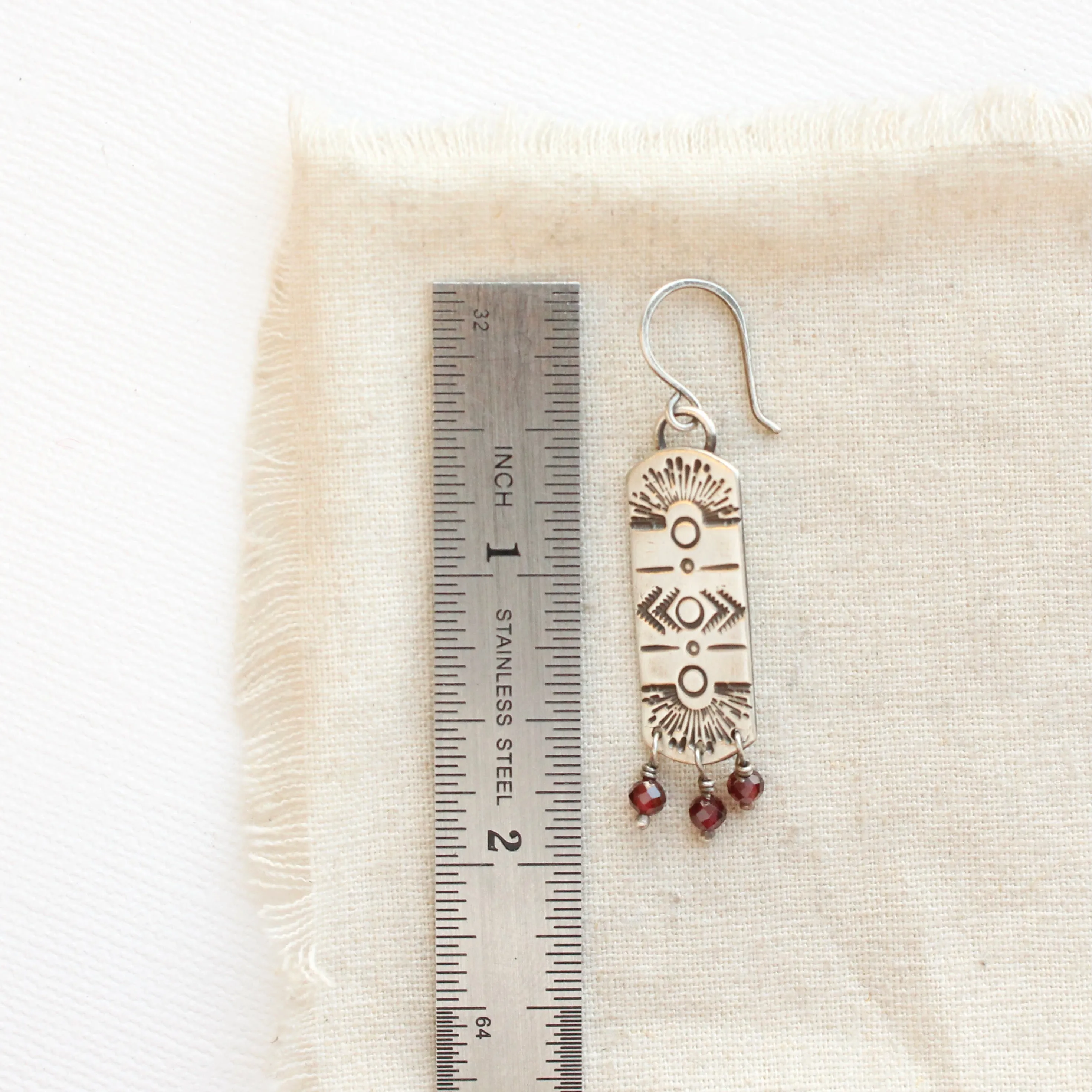 Garnet Celestial Bar Earrings