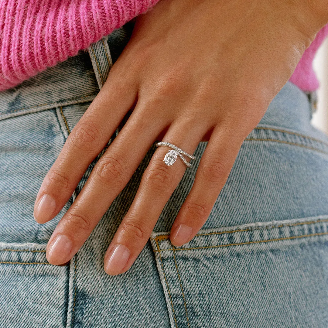 Georgia 3/4 Pavé 0.9ct Oval White Gold