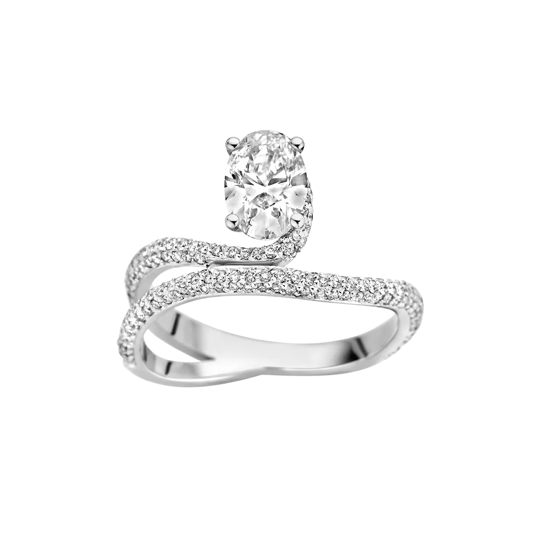 Georgia 3/4 Pavé 0.9ct Oval White Gold
