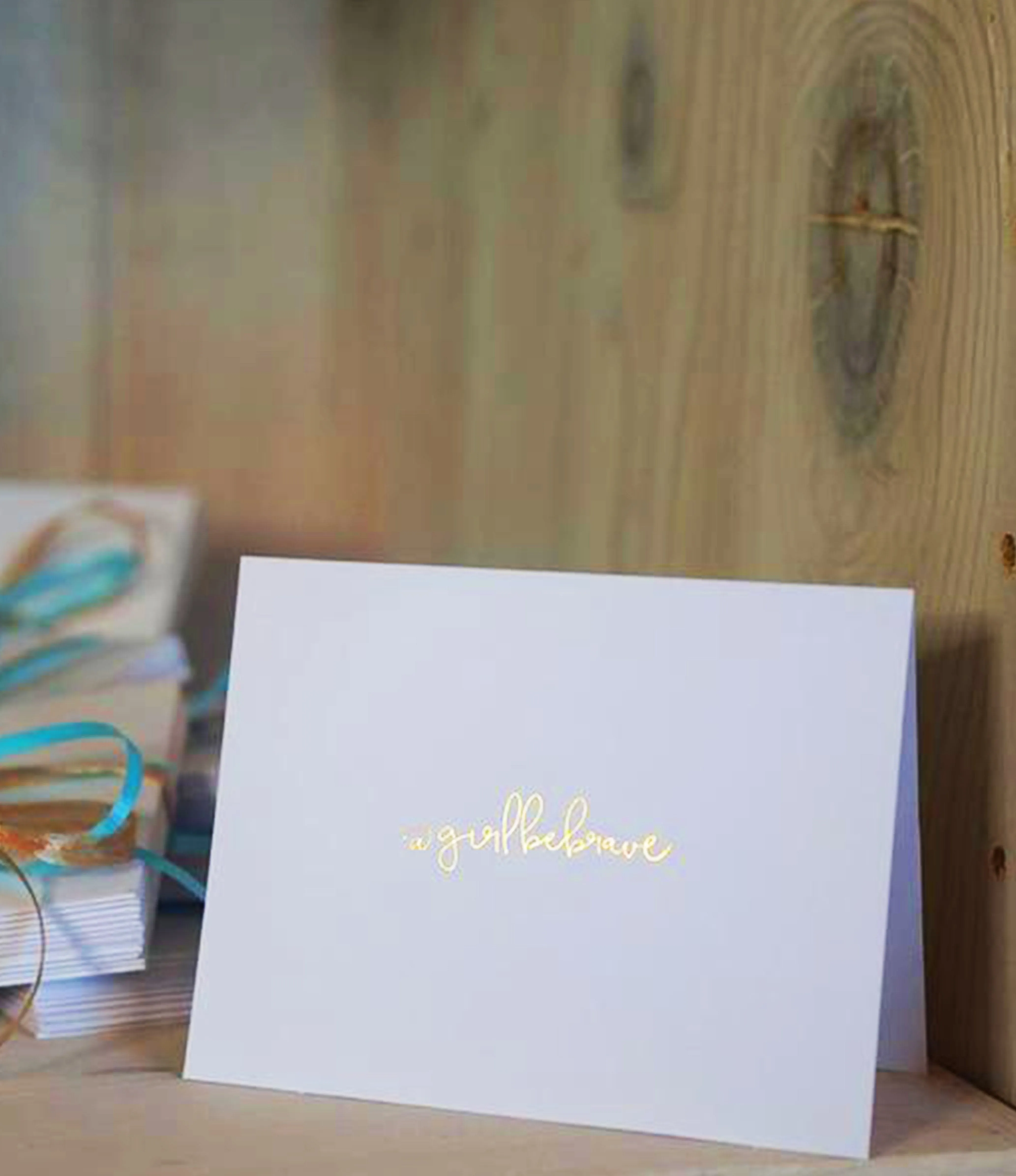 Girl Be Brave blank cards envelopes