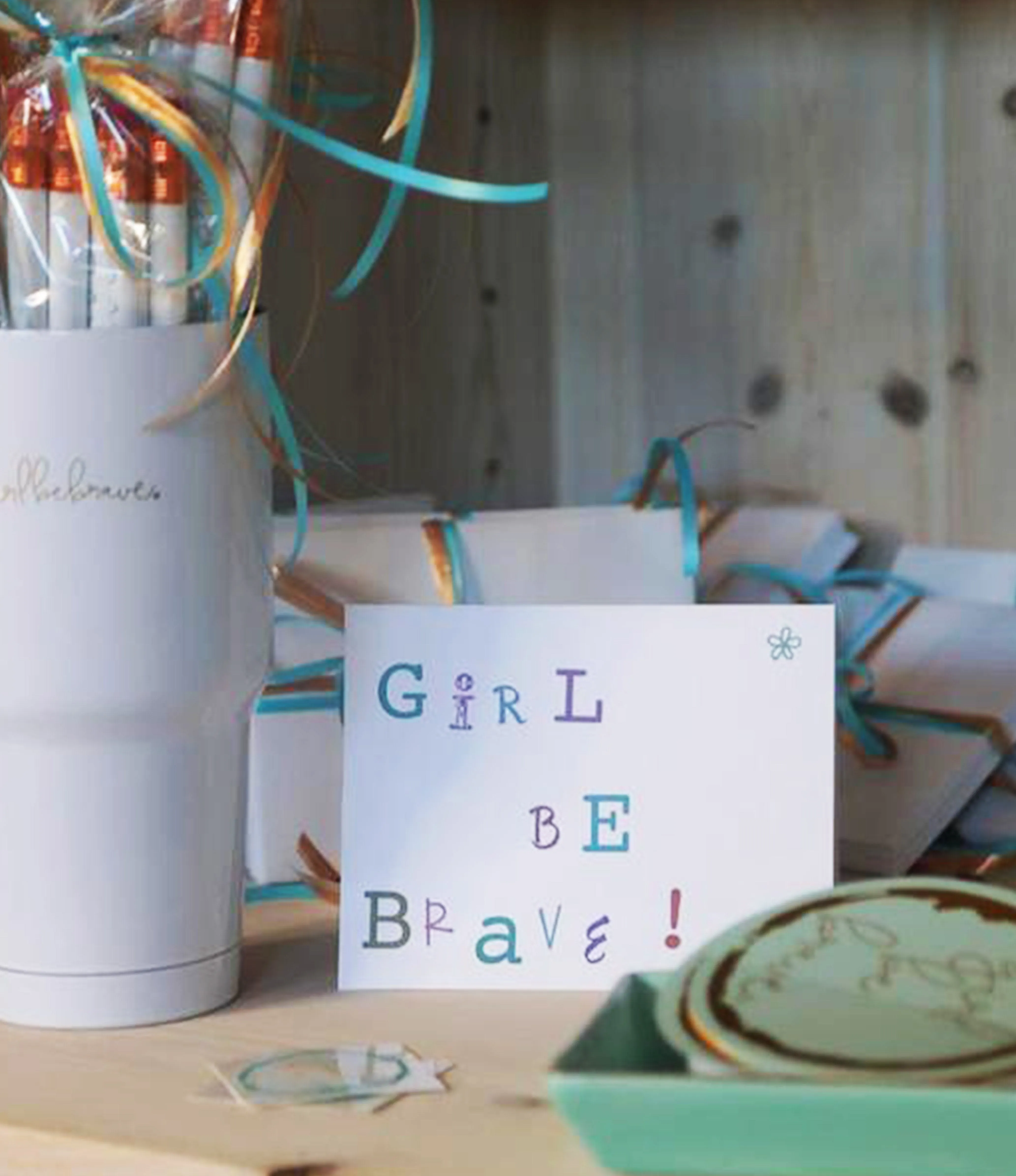 Girl Be Brave blank cards envelopes