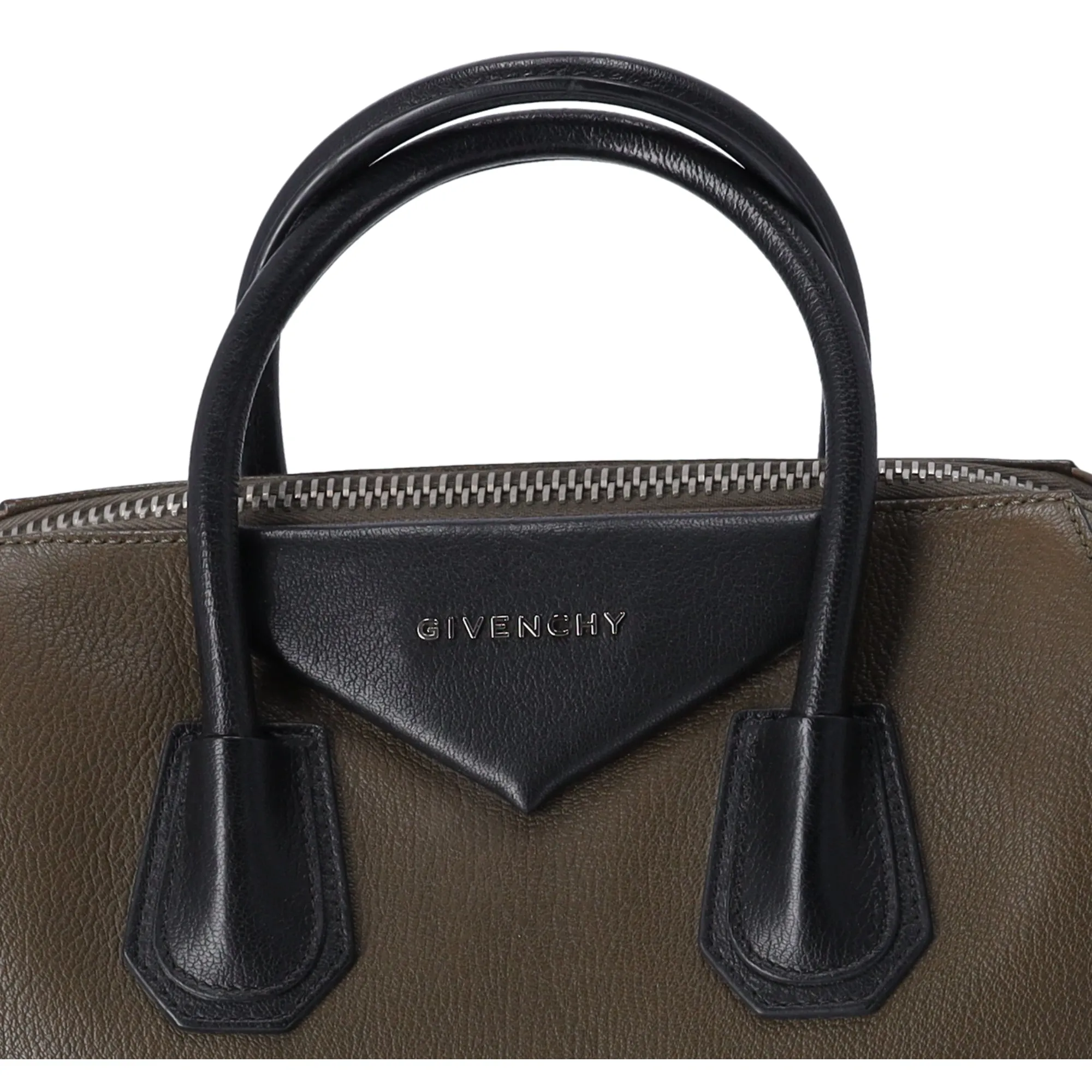 GIVENCHY Antigona Medium Shoulder Bag BB05100630 Khaki Light Green Black Leather