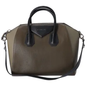 GIVENCHY Antigona Medium Shoulder Bag BB05100630 Khaki Light Green Black Leather