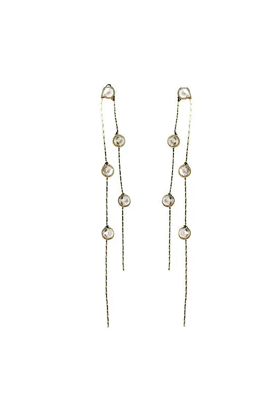 Gold and Crystal Minimalist Duster Earrings