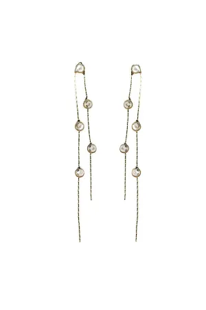 Gold and Crystal Minimalist Duster Earrings