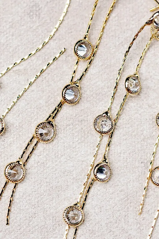 Gold and Crystal Minimalist Duster Earrings