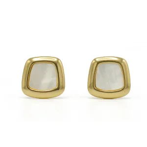 Gold and Mother of pearl clip earrings# HNE90837CLIPGD(LB2)