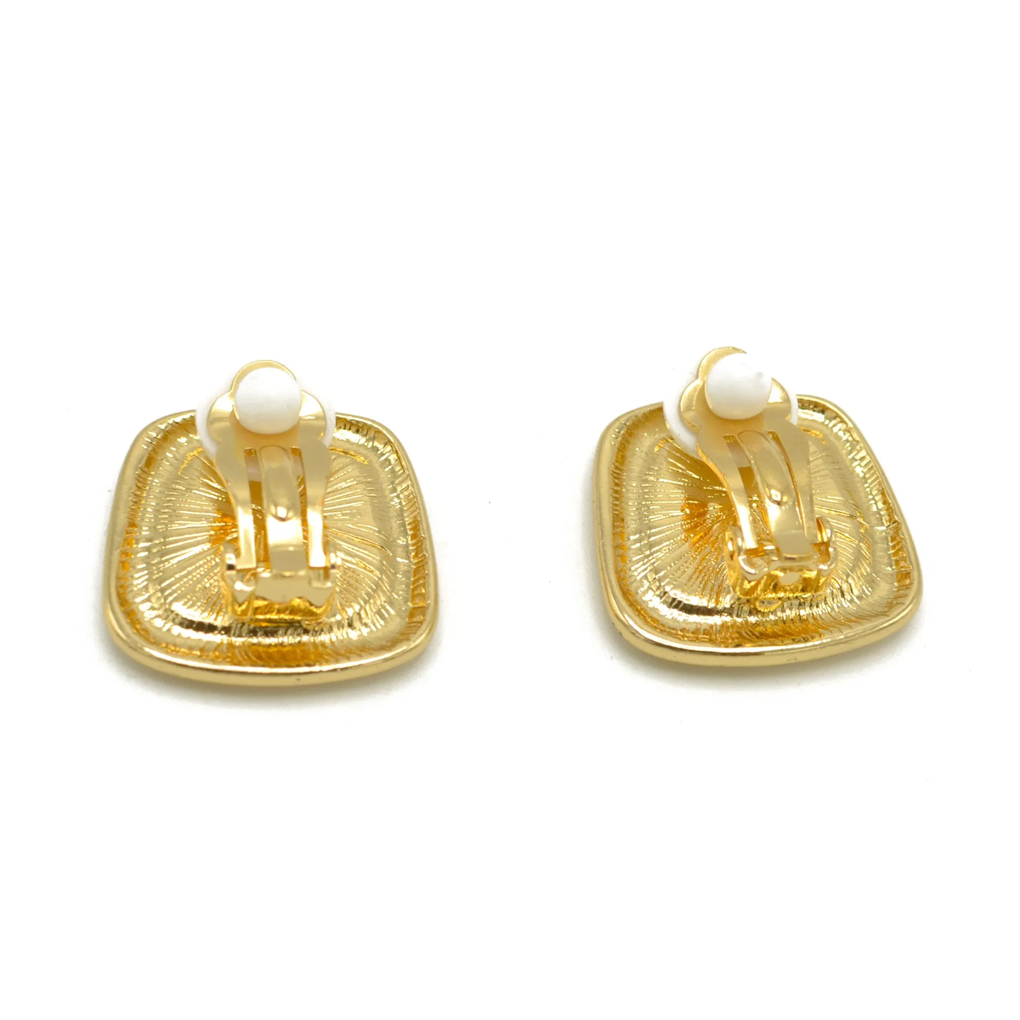 Gold and Mother of pearl clip earrings# HNE90837CLIPGD(LB2)