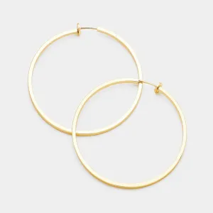 Gold Metal Hoop Clip on Earrings | 2.5" | 367056