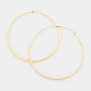 Gold Metal Hoop Clip on Earrings | 3.25" | 367054