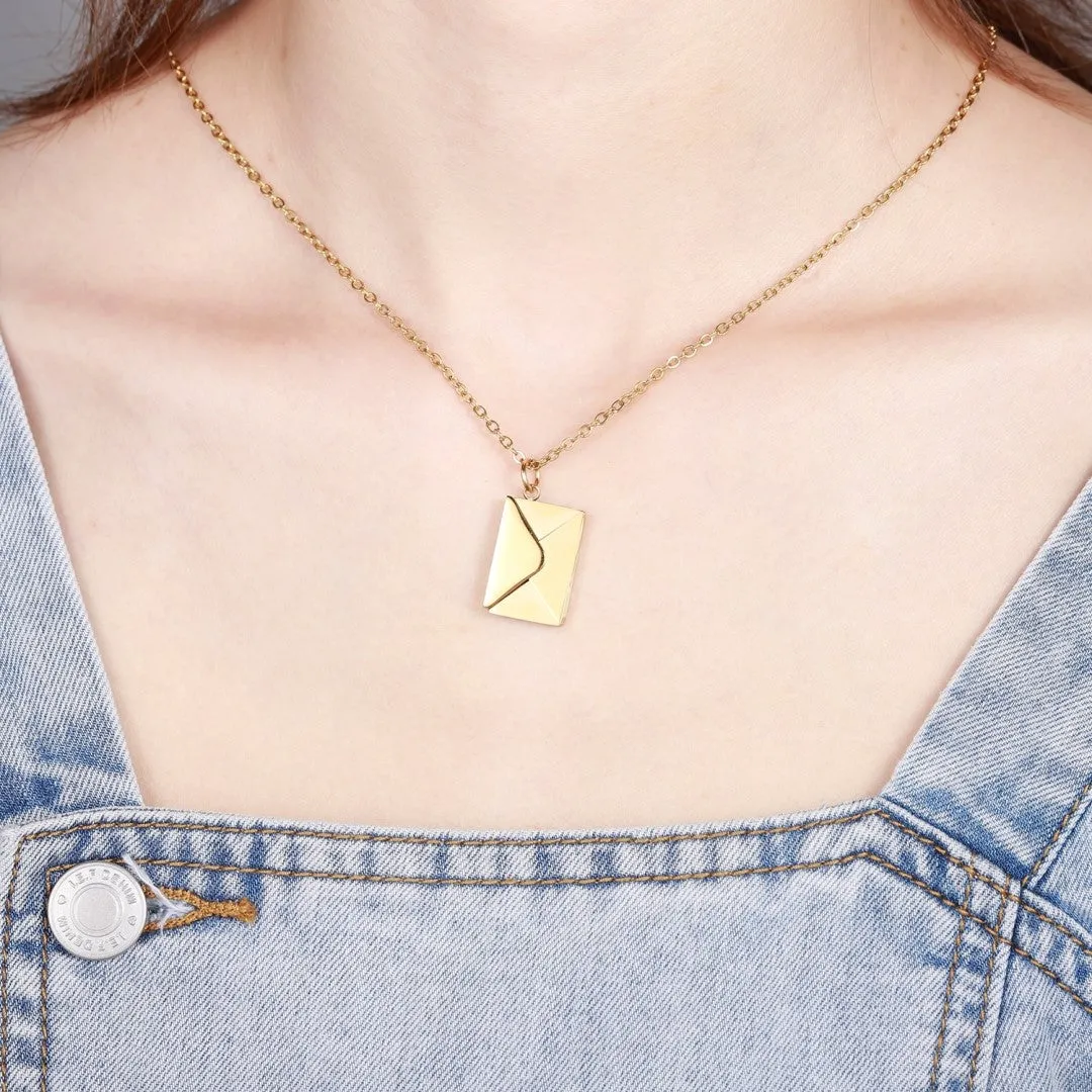 Gold Plated Personalized Envelope Necklace Chain
