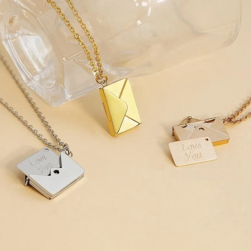 Gold Plated Personalized Envelope Necklace Chain