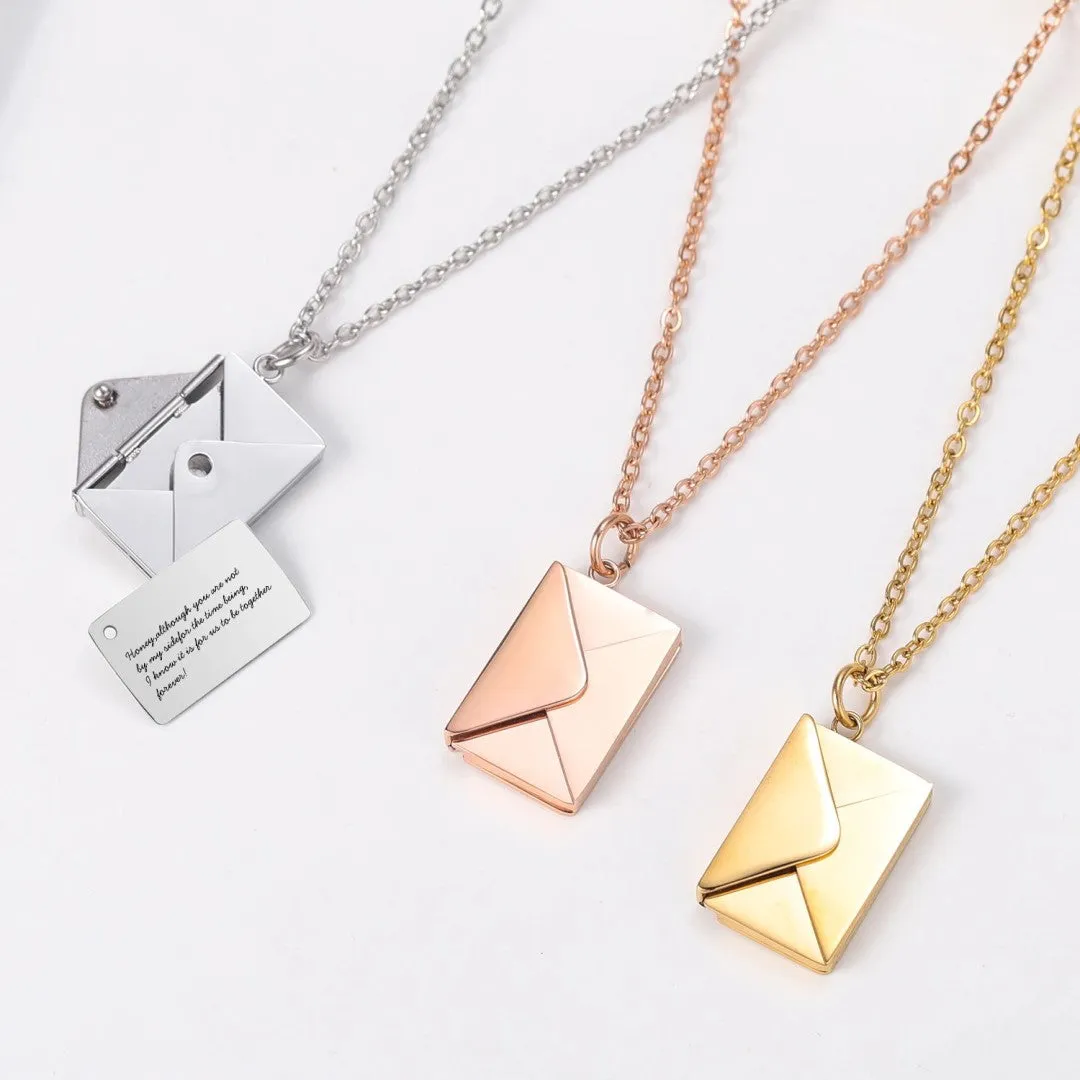 Gold Plated Personalized Envelope Necklace Chain