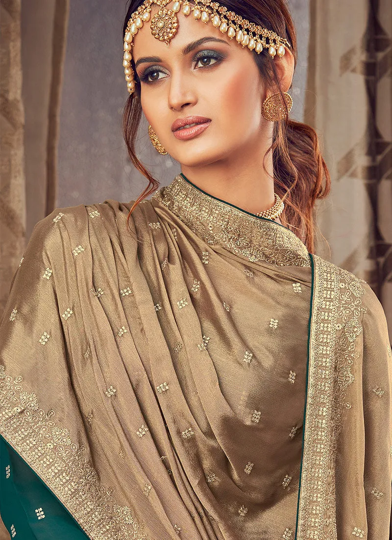 Green Golden Sharara Suit