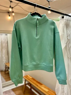 Green Half Zip Fleece Waist Sweatshirt