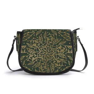 Green Leaf Mandala Vegan Saddle Bag