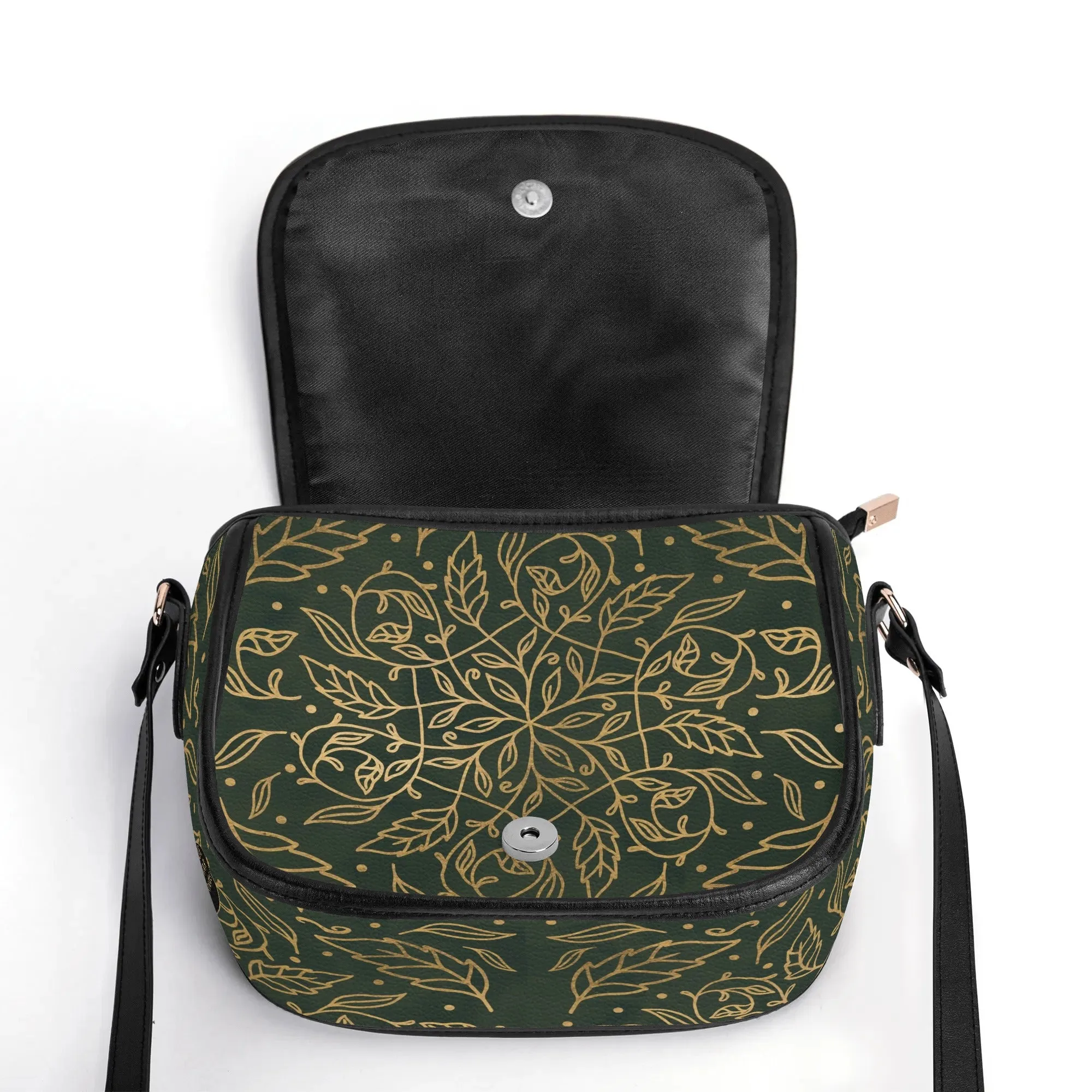 Green Leaf Mandala Vegan Saddle Bag