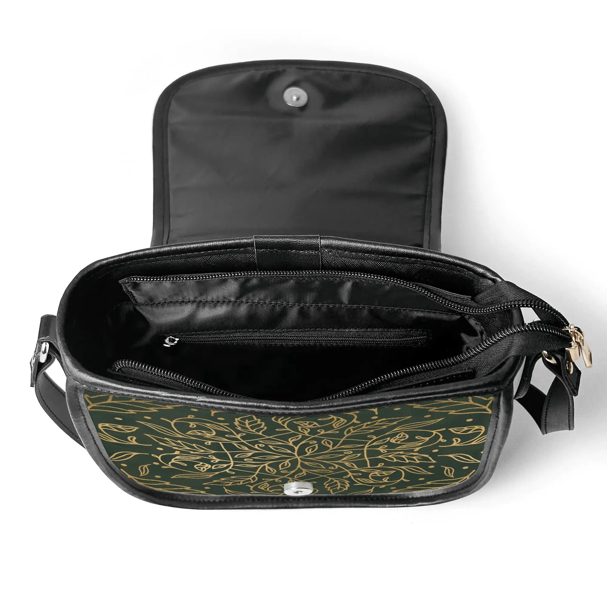Green Leaf Mandala Vegan Saddle Bag