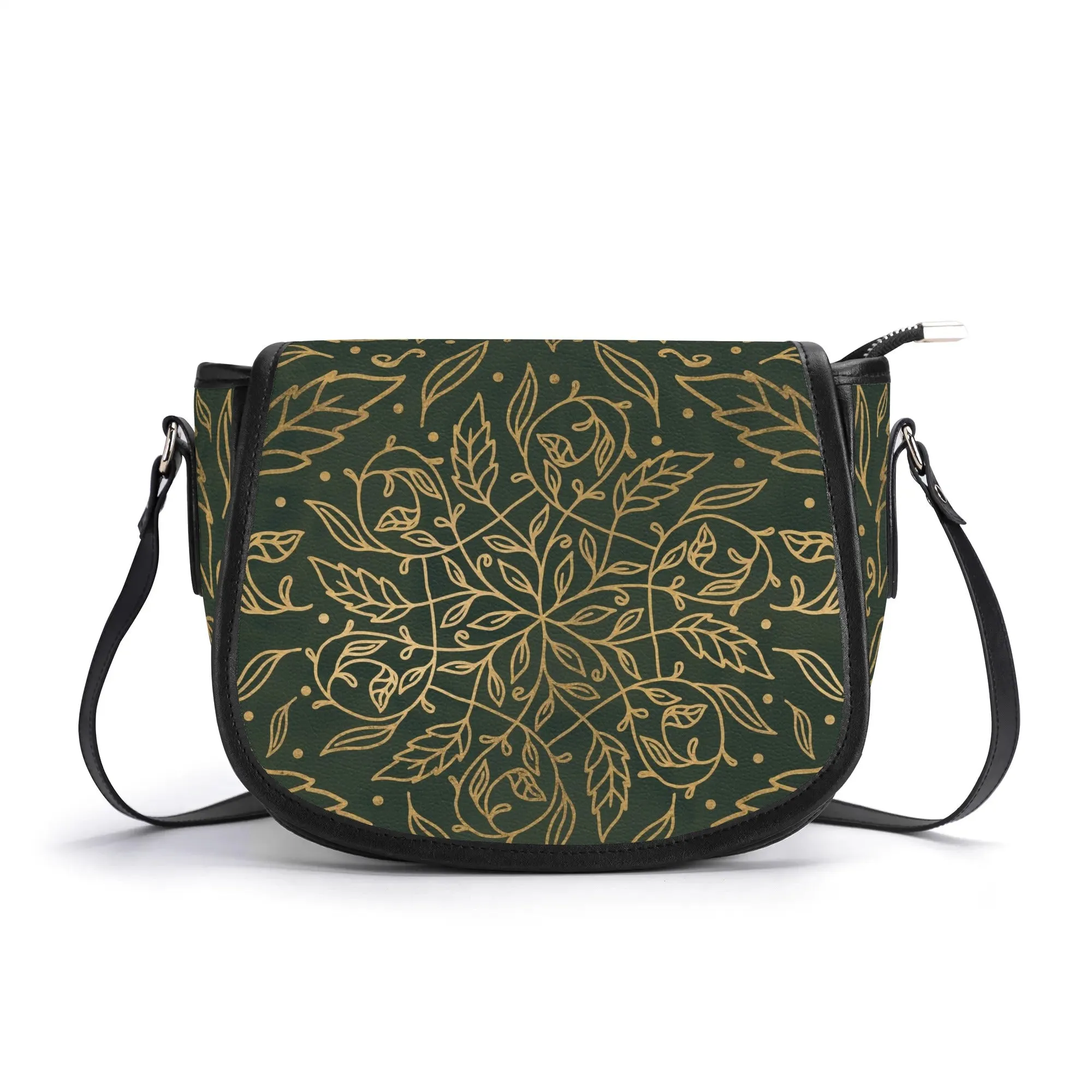 Green Leaf Mandala Vegan Saddle Bag