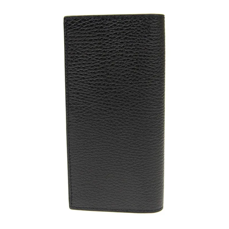 Gucci GG Black Long Fold Wallet with Yellow Interior