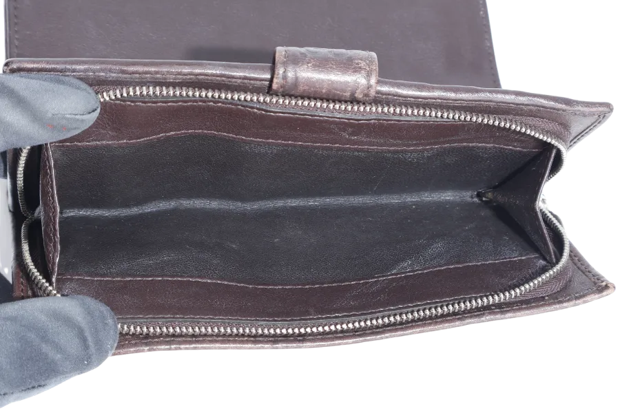 GUCCI GG GUCCISMA G CHARM LONG FOLD WALLET BROWN LEATHER SILVER HARDWARE NO DUST COVER