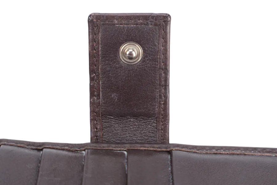 GUCCI GG GUCCISMA G CHARM LONG FOLD WALLET BROWN LEATHER SILVER HARDWARE NO DUST COVER
