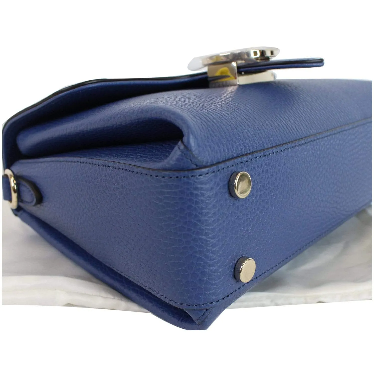 GUCCI GG Interlocking Leather Chain Shoulder Bag Blue 510302